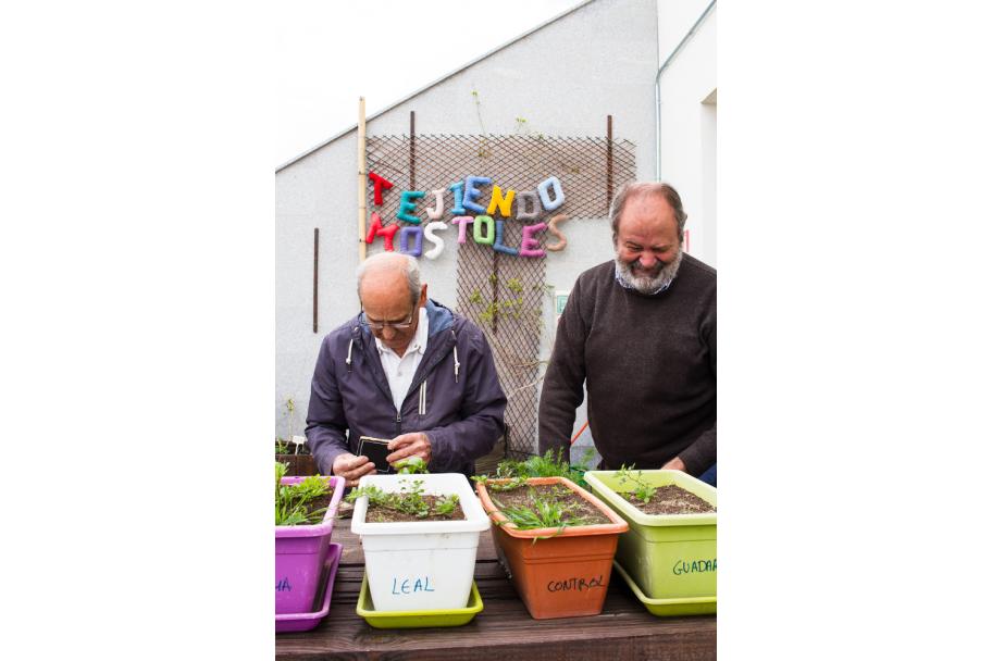 Taller de huerto en la terraza del CA2M, 2018. fotografía: María Eugenia Serrano Díez