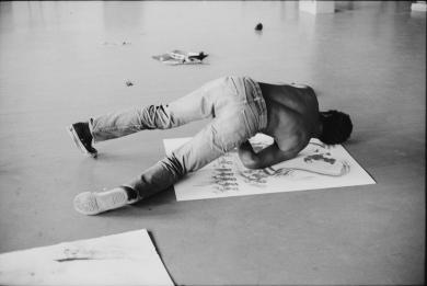 Main image of the artwork David Hammons Making Body Print, Slauson Ave. Studio Los Angeles